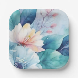 Elegante bloemenvierkante papieren Borden Papieren Bordje