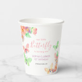 Elegante Bloemenvlinder 1e verjaardag Papieren Bekers (Achterkant)
