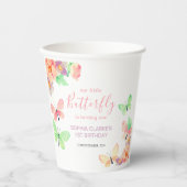 Elegante Bloemenvlinder 1e verjaardag Papieren Bekers (Voorkant)