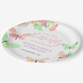 Elegante Bloemenvlinder 1e verjaardag Papieren Bordje (Gekanteld)