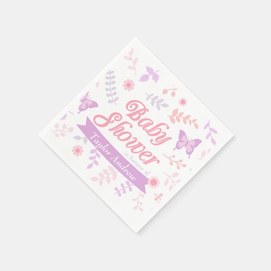 Elegante Bloemenvlinder Baby shower Party Supply Servetten (Hoek)
