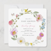 Elegante Bloemenvlinder Baby shower Uitnodiging (Voorkant)