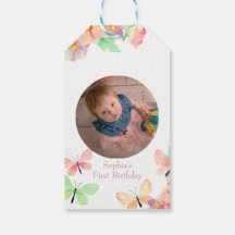 Elegante Bloemenvlinder Custom Foto 1e verjaardag