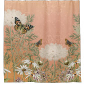 Elegante bloemenvlinder  madeliefje wit douchegordijn (Voorkant)