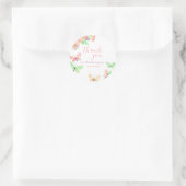 Elegante Bloemenvlinder Verjaardag Ronde Sticker (Tas)