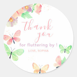 Elegante Bloemenvlinder Verjaardag Ronde Sticker