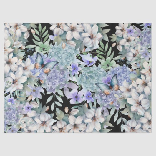 Elegante Bloemenvlinders Decoupage Tissue Paper Tissuepapier (Voorkant)