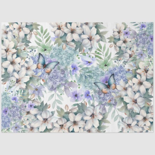 Elegante Bloemenvlinders Decoupage Tissue Paper Tissuepapier (Voorkant)