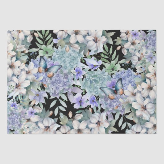 Elegante Bloemenvlinders Decoupage Tissue Paper Tissuepapier (Voorkant)