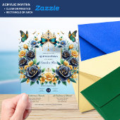 Elegante Bloemenvlinders QUINCEANERA Clear Acryl Uitnodigingen