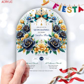 Elegante Bloemenvlinders QUINCEANERA Clear Acryl Uitnodigingen