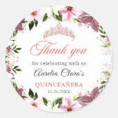 Elegante bloemenvlinders Quinceañera Ronde Sticker (Voorkant)