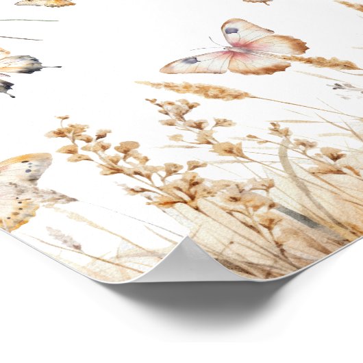 Elegante Bloemenvlinders Vrijgezellenfeest Teken Poster (Hoek)