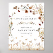 Elegante Bloemenvlinders Vrijgezellenfeest Teken Poster (Voorkant)