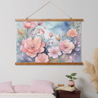 Elegante bloemenvlinders Waterverf kunst Hangend Wandkleed