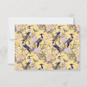 Elegante bloemenvogels Geel Zwart Bruidscadeau Bedankkaart (Achterkant)