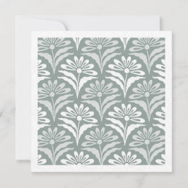 Elegante bloemenvouwstof kaart in stoffig saliegro