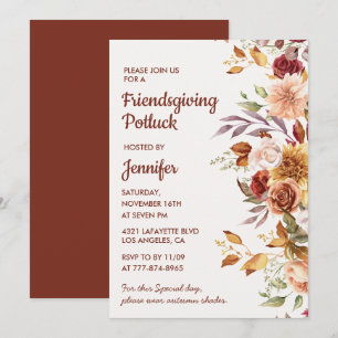 Elegante Bloemenvrienden-dankfeest-potluck Kaart