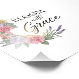 Elegante bloemenvrouwsilhouet 'Bloom with Grace' Foto Afdruk