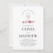 Elegante bloemenwijn foto bruiloft verlovingsfeest kaart (Voorkant)