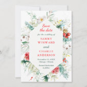 Elegante bloemenwinter bruiloft Bewaar de datum Kaart (Voorkant)
