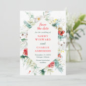 Elegante bloemenwinter bruiloft Bewaar de datum Kaart (Staand voorkant)
