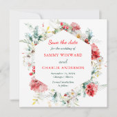 Elegante bloemenwinter bruiloft Bewaar de datum Kaart (Voorkant)