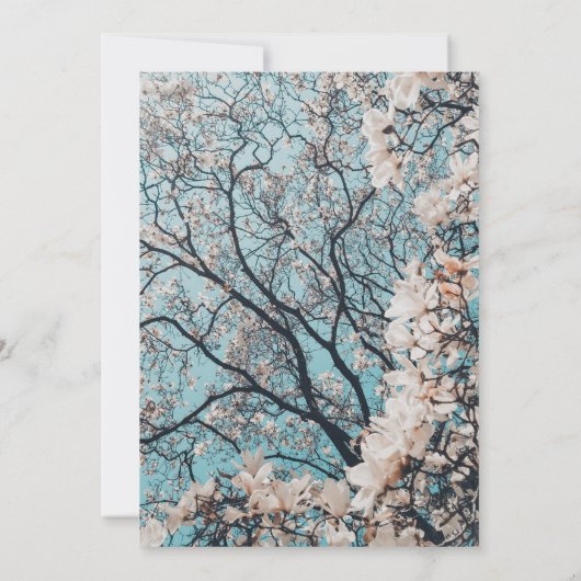 Elegante bloemenwitte rozen boom zomer bruiloft kaart (Achterkant)