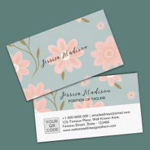Elegante bloemenzaak Visitekaartje met QR-code | D