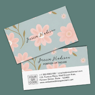 Elegante bloemenzaak Visitekaartje met QR-code   D
