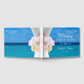 Elegante bloemenzomer blauwe oceaan strand bruilof gastenboek (Volledig)