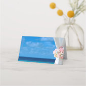 Elegante bloemenzomer Ocean Beach bruiloft Plaatskaartje (Achterkant)