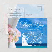 Elegante bloemenzomer strand bruiloft dank u briefkaart (Voorkant / Achterkant)