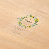 Elegante bloemenzonnebloemkrans meisje doop acryl uitnodigingen (Laagn)