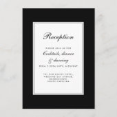 Elegante bloemenzwart wit bruiloft informatiekaartje (Voorkant)