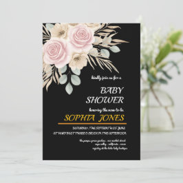Elegante bloemetjes baby shower uitnodiging voor m