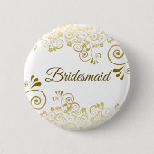 Elegante Bloemfiligree Gouden Bruidsmeisje bruilof Ronde Button 5,7 Cm (Voorkant)