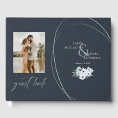 Elegante bloemfoto Blauwgroen munt Gastenboek (Voorkant)