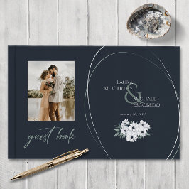 Elegante  bloemfoto Blauwgroen munt Gastenboek