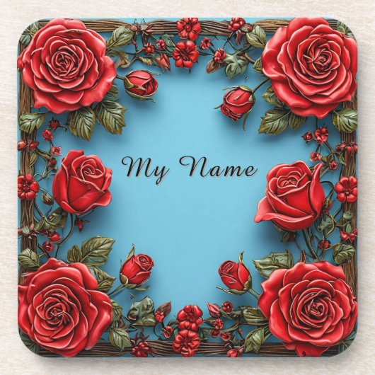 Elegante bloemframe bier onderzetter (Voorkant)