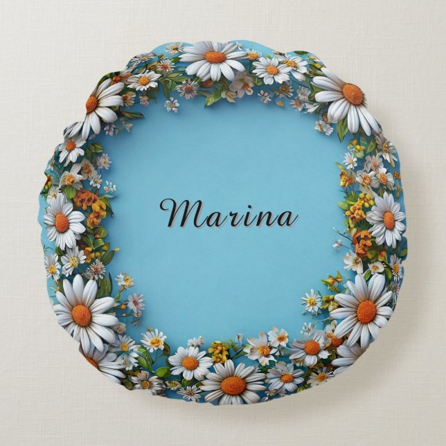 Elegante bloemframe rond kussen (Voorkant)