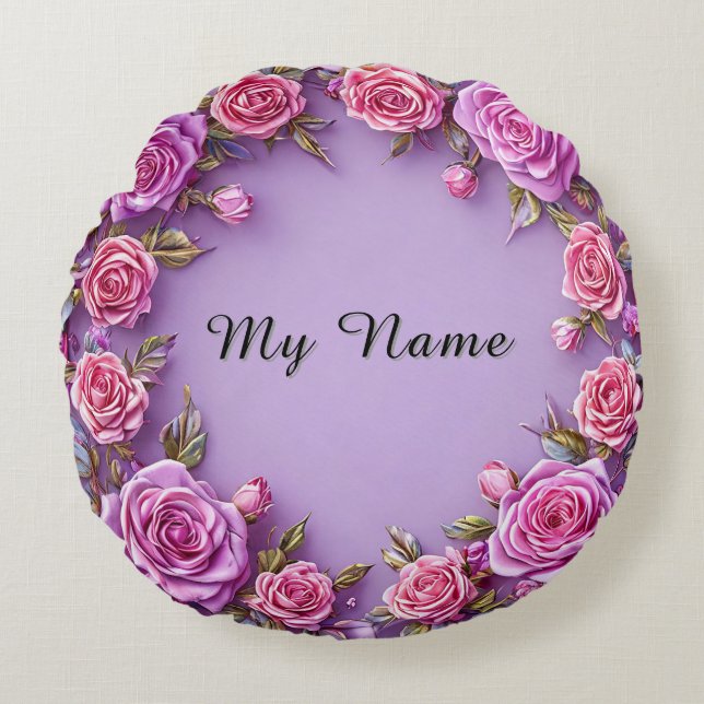 Elegante bloemframe rond kussen (Voorkant)