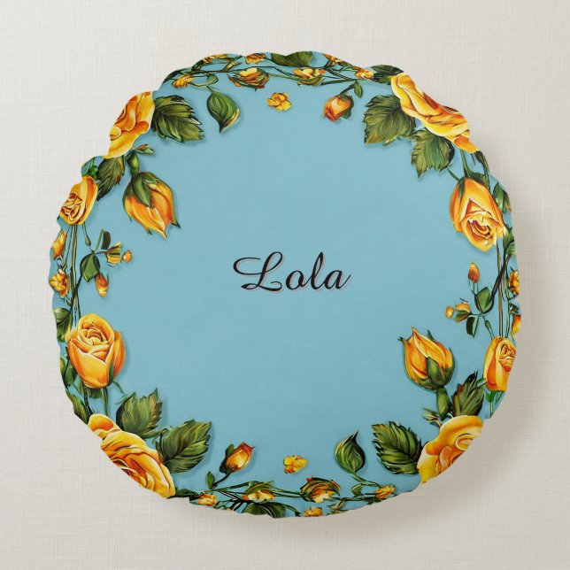 Elegante bloemframe rond kussen (Voorkant)