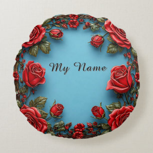 Elegante bloemframe rond kussen