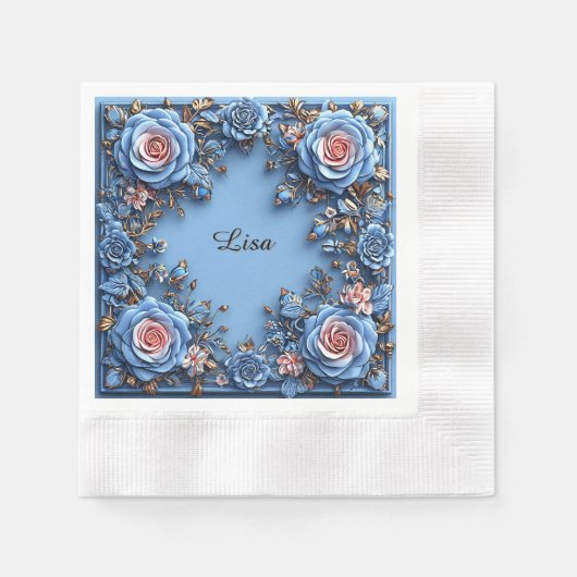 Elegante bloemframe servet (Voorkant)