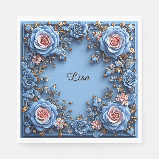 Elegante bloemframe servet (Voorkant)
