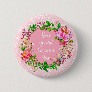 Elegante bloemframe: voor elke gelegenheid ronde button 5,7 cm