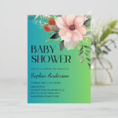 Elegante Bloemgradiënt Baby shower Uitnodiging (Staand voorkant)