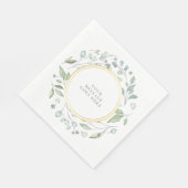 Elegante bloemguirlande groen bericht servet (Hoek)