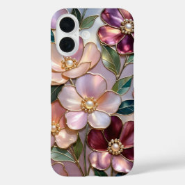Elegante bloemhoes voor iPhone Gebrandschilderd gl 16 Hoesje